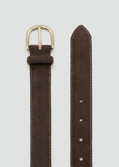 Suede leather belt — Coffee 3