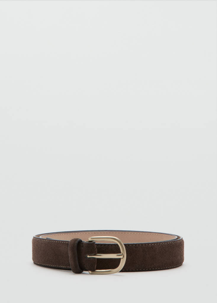 Suede leather belt — Coffee