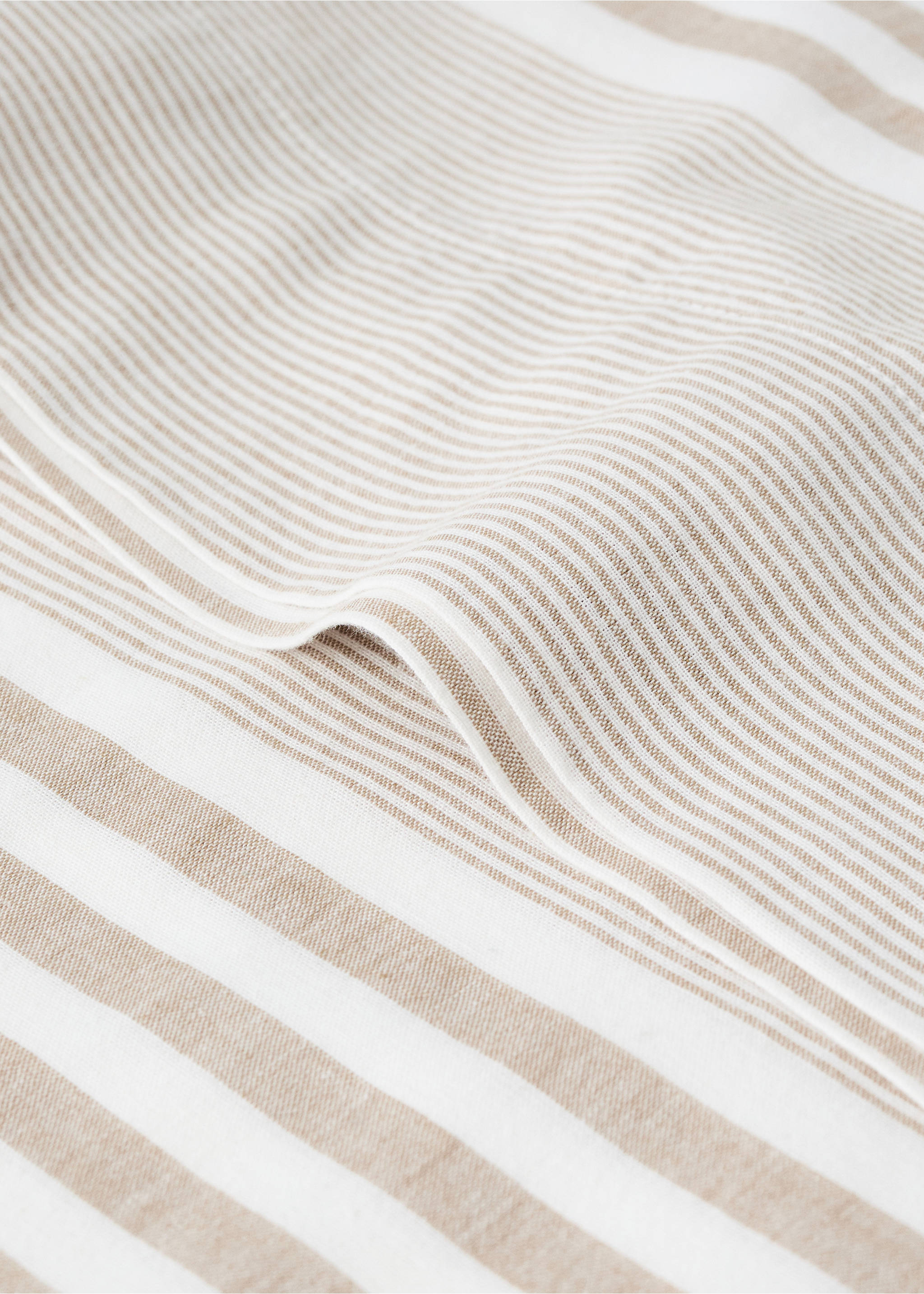 Cotton striped pillow cover 45x110 cm - Details of the article 1, Tobacco Brown. Ref: 37096328-00.