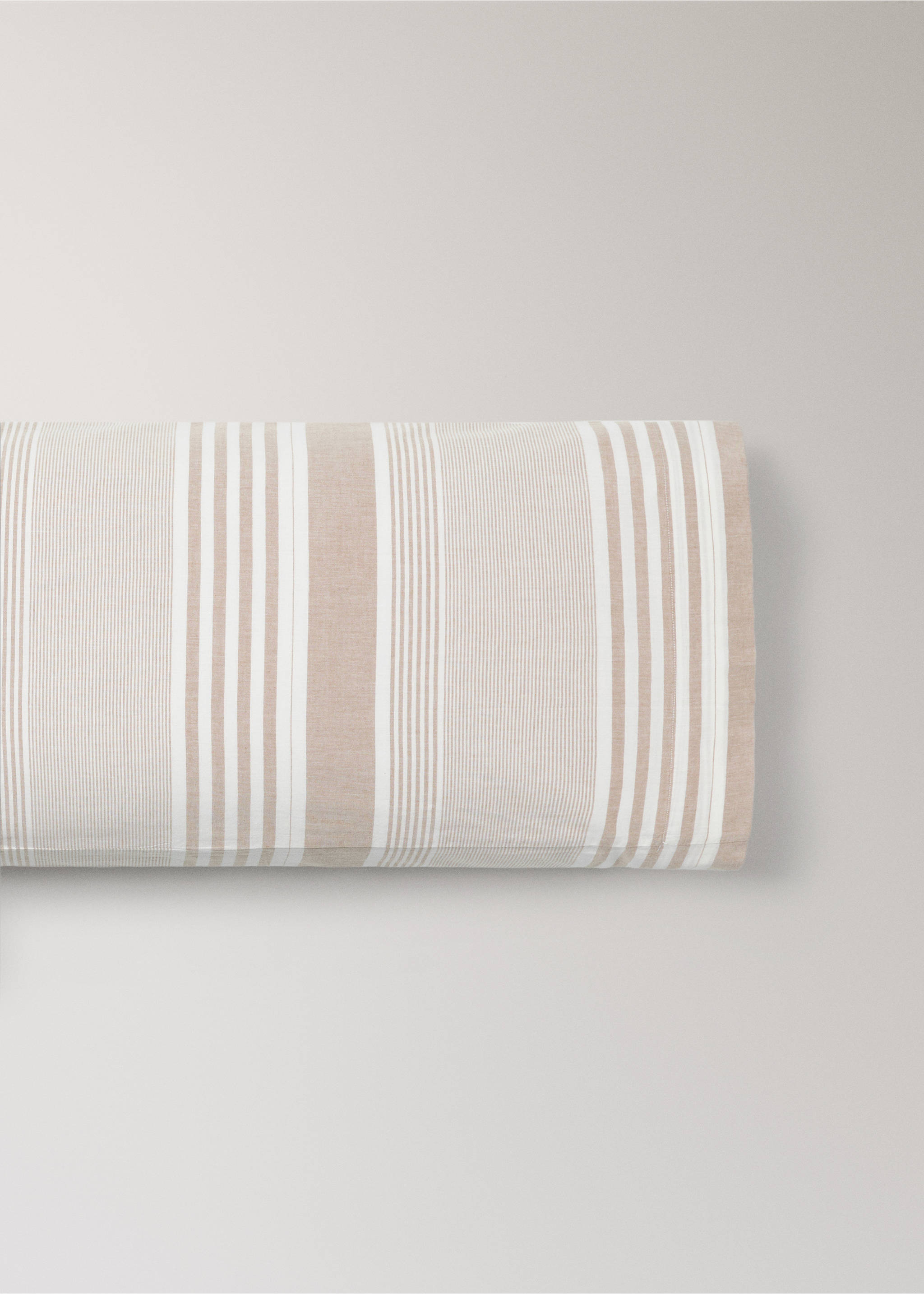 Cotton striped pillow cover 45x110 cm - Article without model, Tobacco Brown. Ref: 37096328-00.