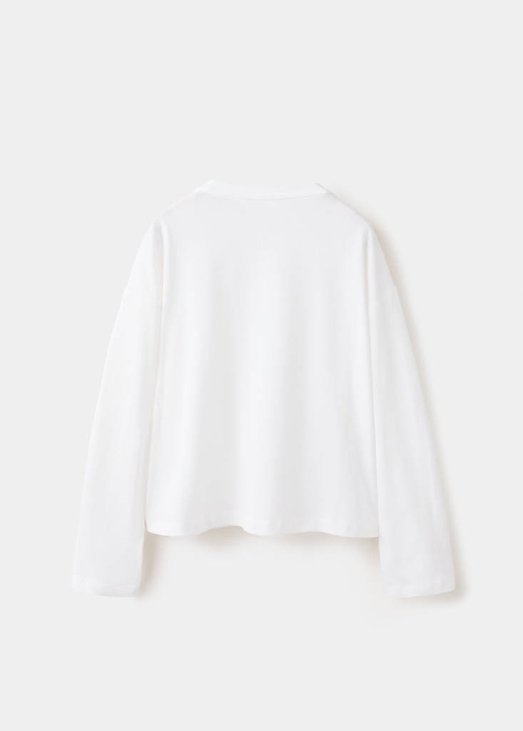 Relaxed fit T-shirt with pleat detail — Off White