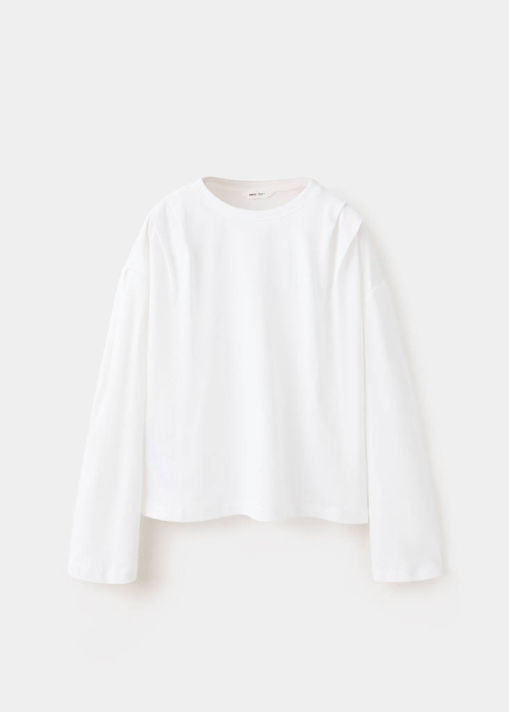 Relaxed fit T-shirt with pleat detail — Off White