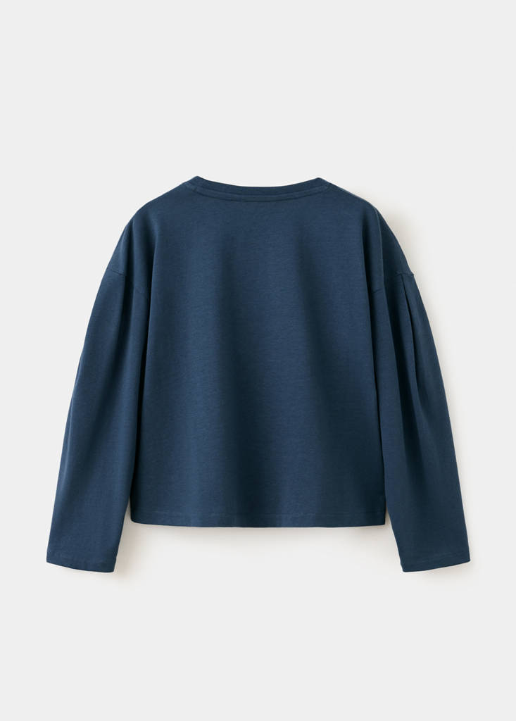 Relaxed fit T-shirt with pleat detail — Navy