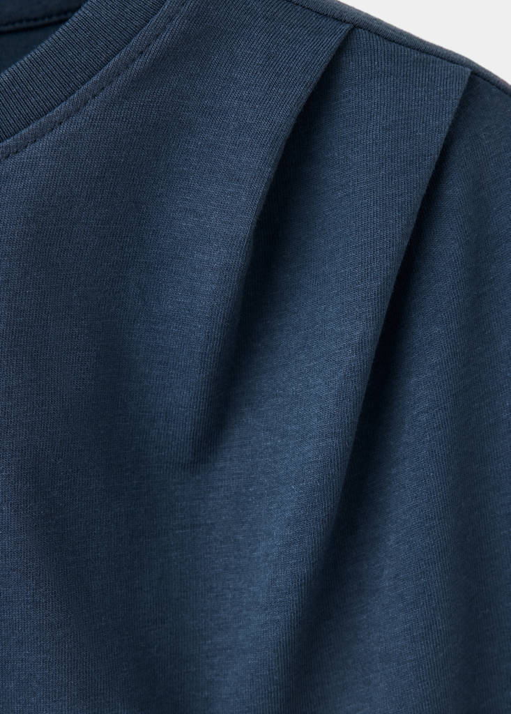 Relaxed fit T-shirt with pleat detail — Navy