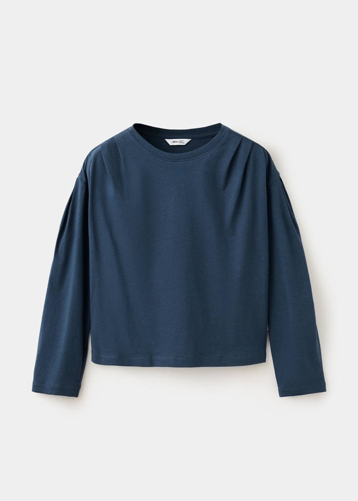Relaxed fit T-shirt with pleat detail — Navy