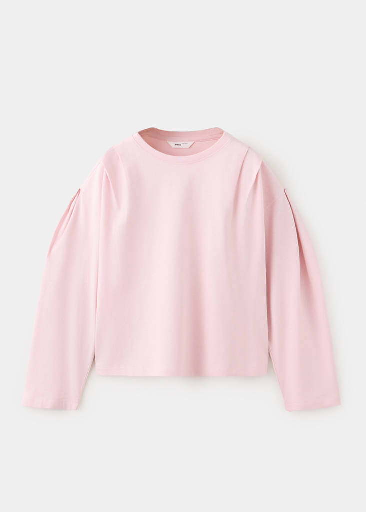 Relaxed fit T-shirt with pleat detail — Pink