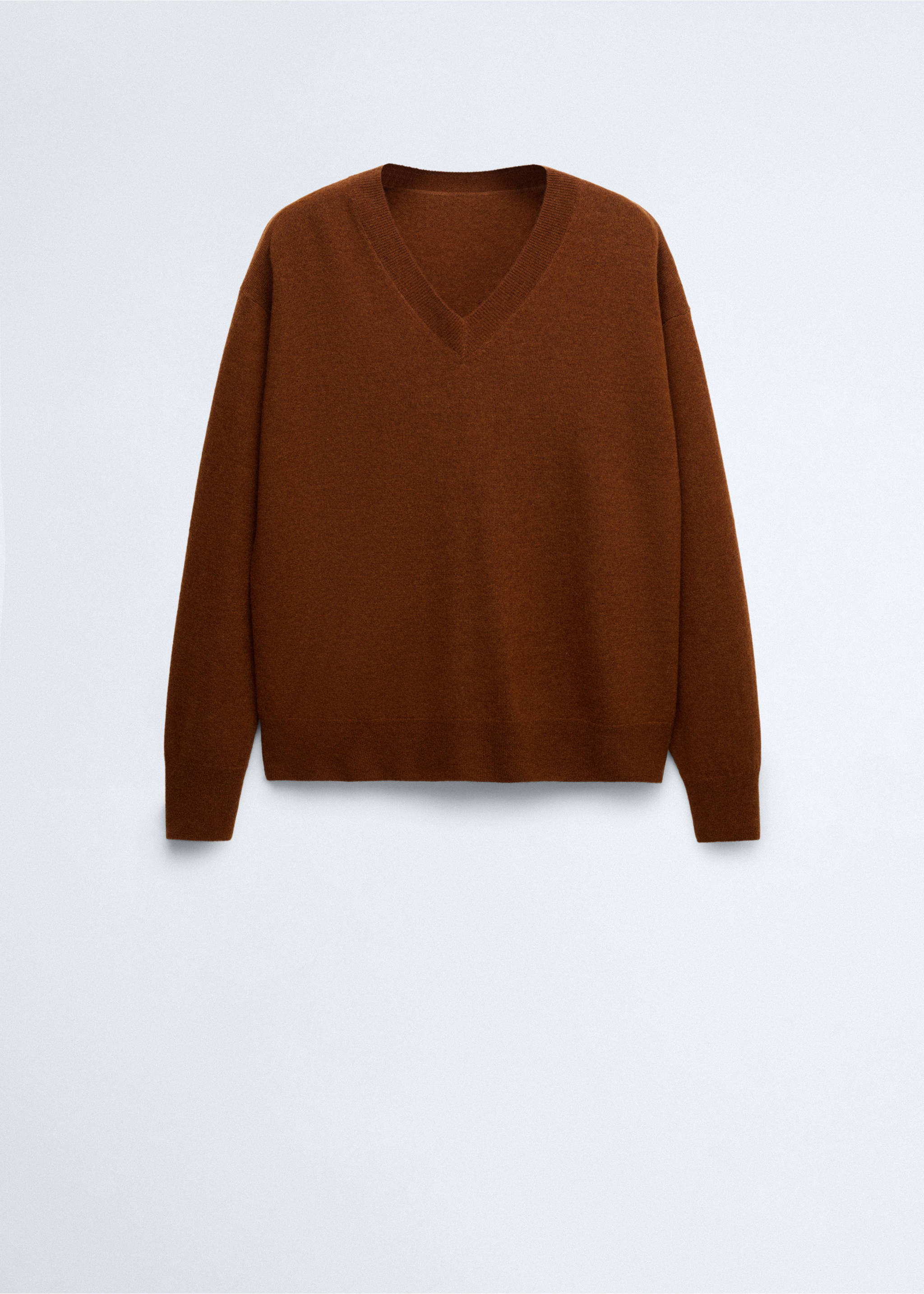 100% wool V-neck sweater - Article without model, Caramel. Ref: 37096333-00.
