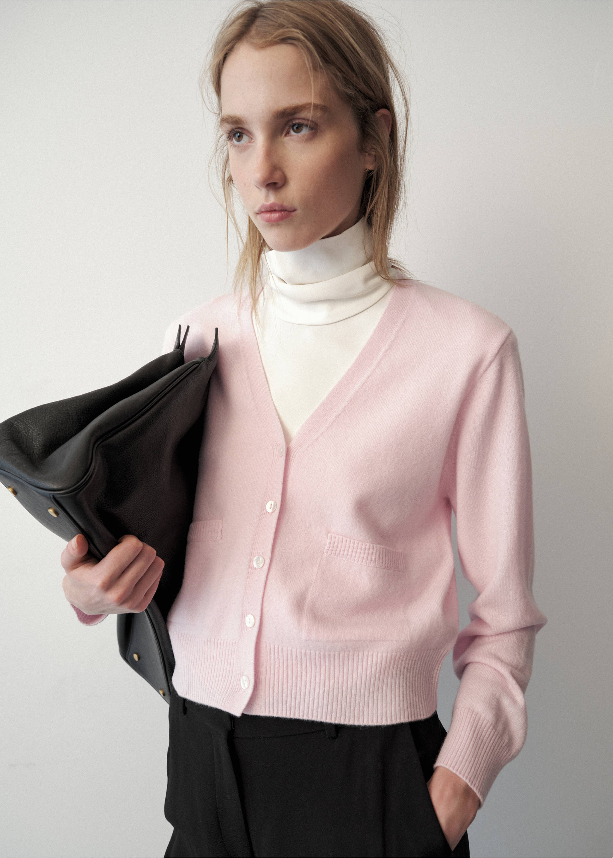 Strickjacke just - Mittlere Ansicht, Pastellrosa. Ref: 37096334-00.
