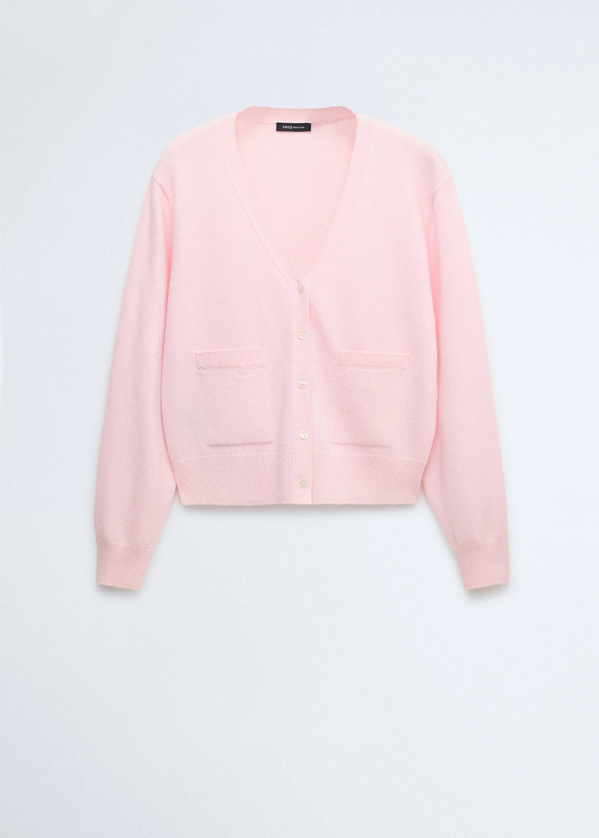 Wool V-neck cardigan — Pastel Pink