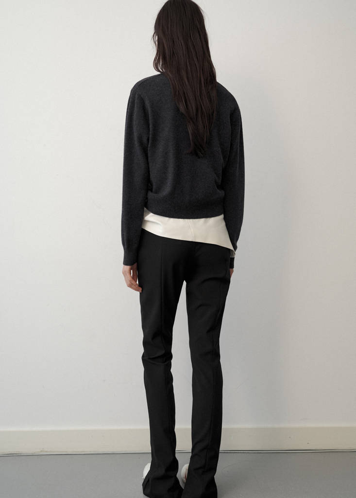 Wool V-neck cardigan — Charcoal