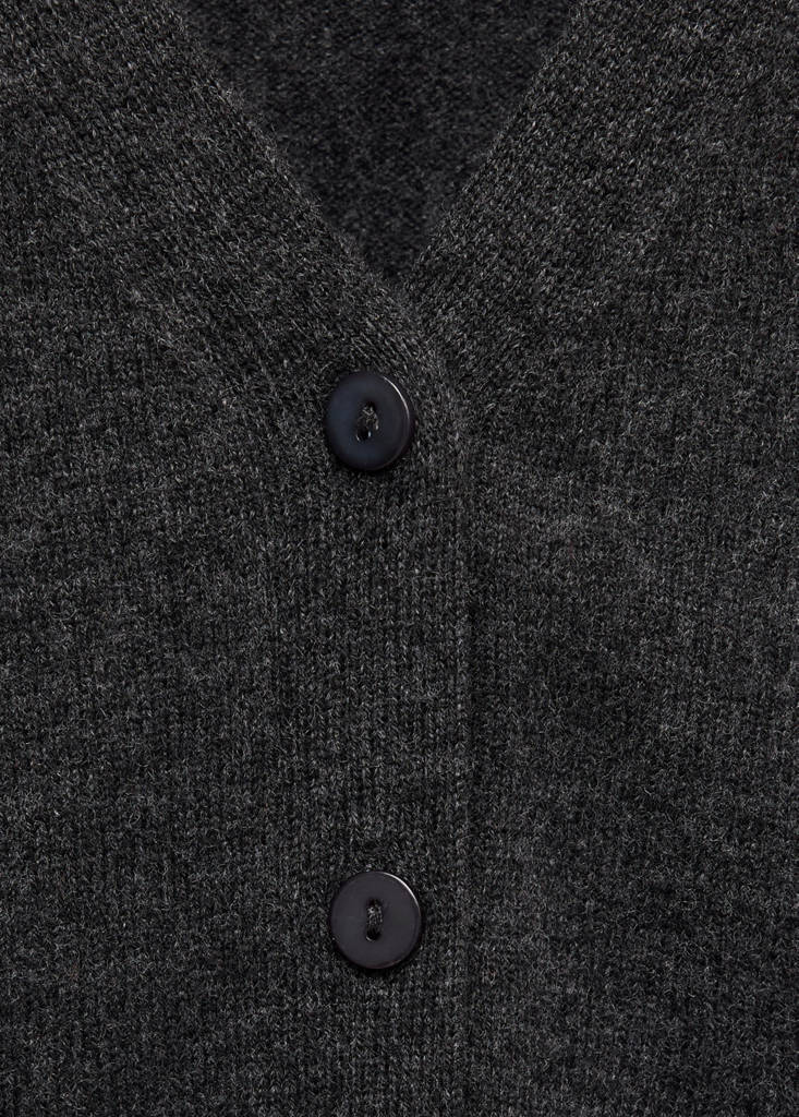 Wool V-neck cardigan — Charcoal
