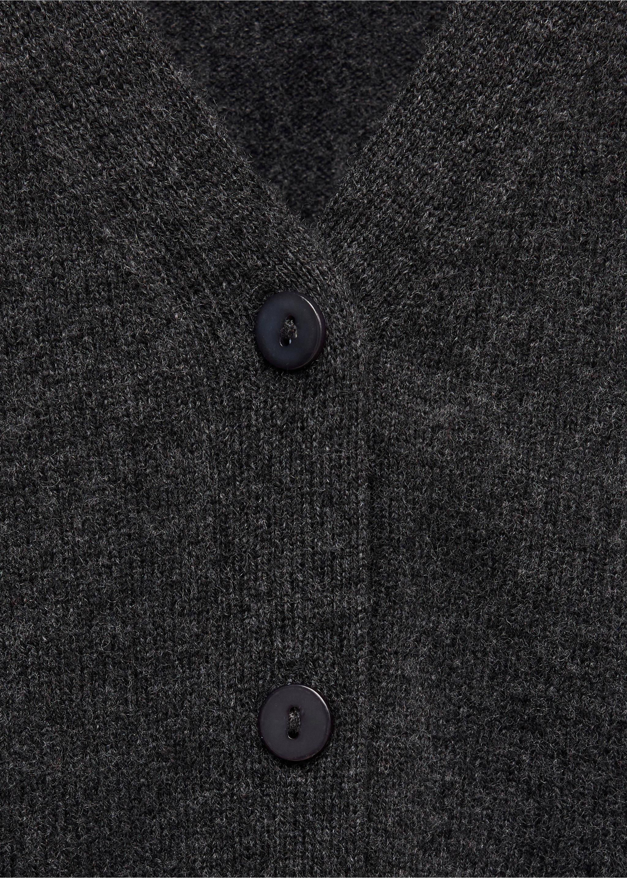 V-neck wool cardigan - Details of the article 8, Charcoal. Ref: 37096334-00.