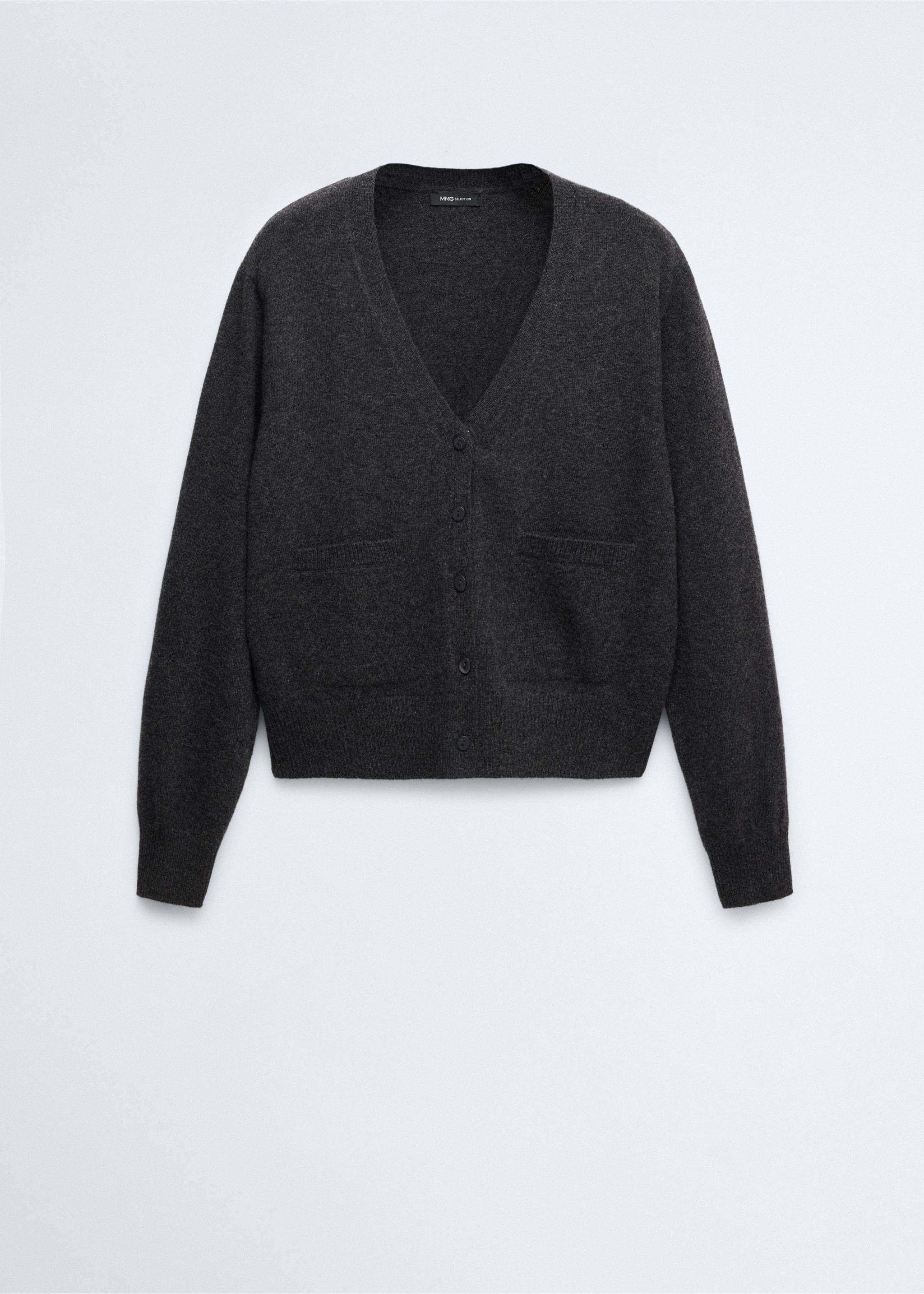 V-neck wool cardigan - Article without model, Charcoal. Ref: 37096334-00.