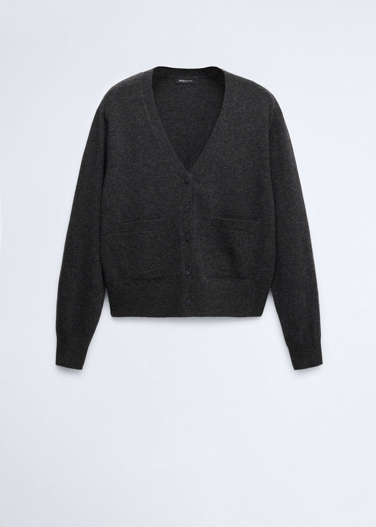 Wool V-neck cardigan — Charcoal