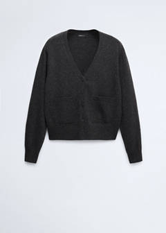 Wool V-neck cardigan — Charcoal 4