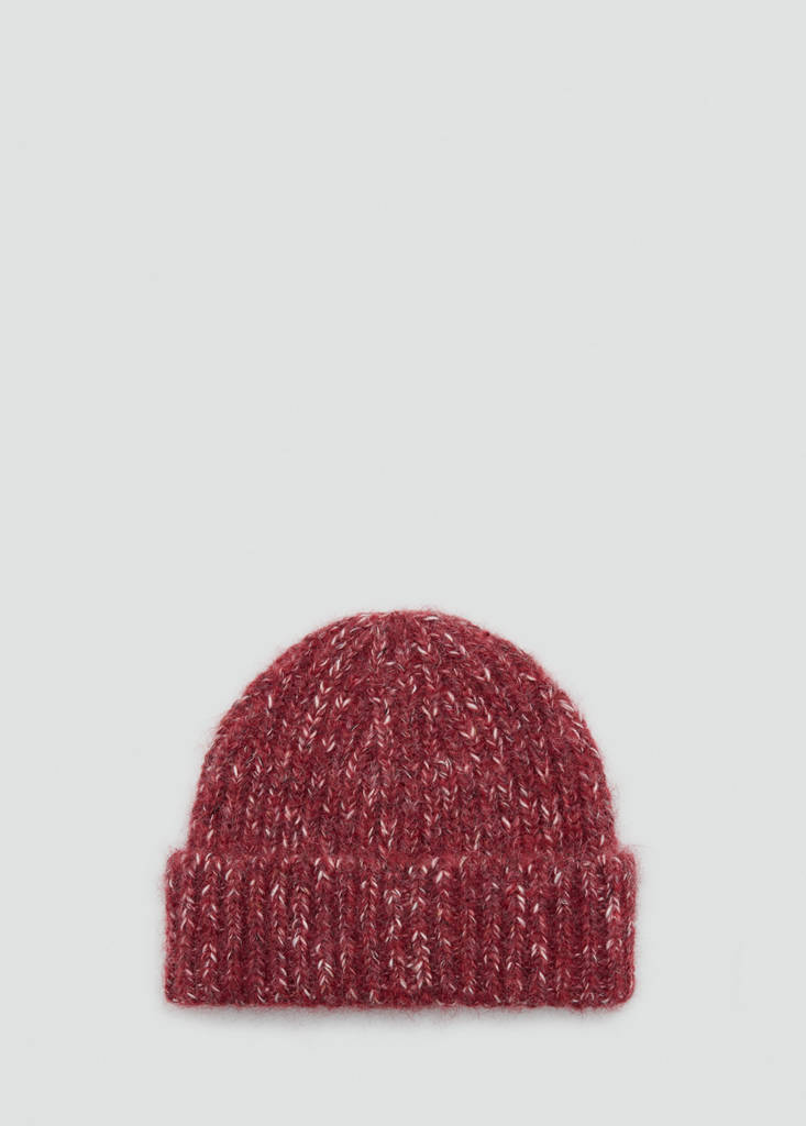 Flecked knit beanie — Red