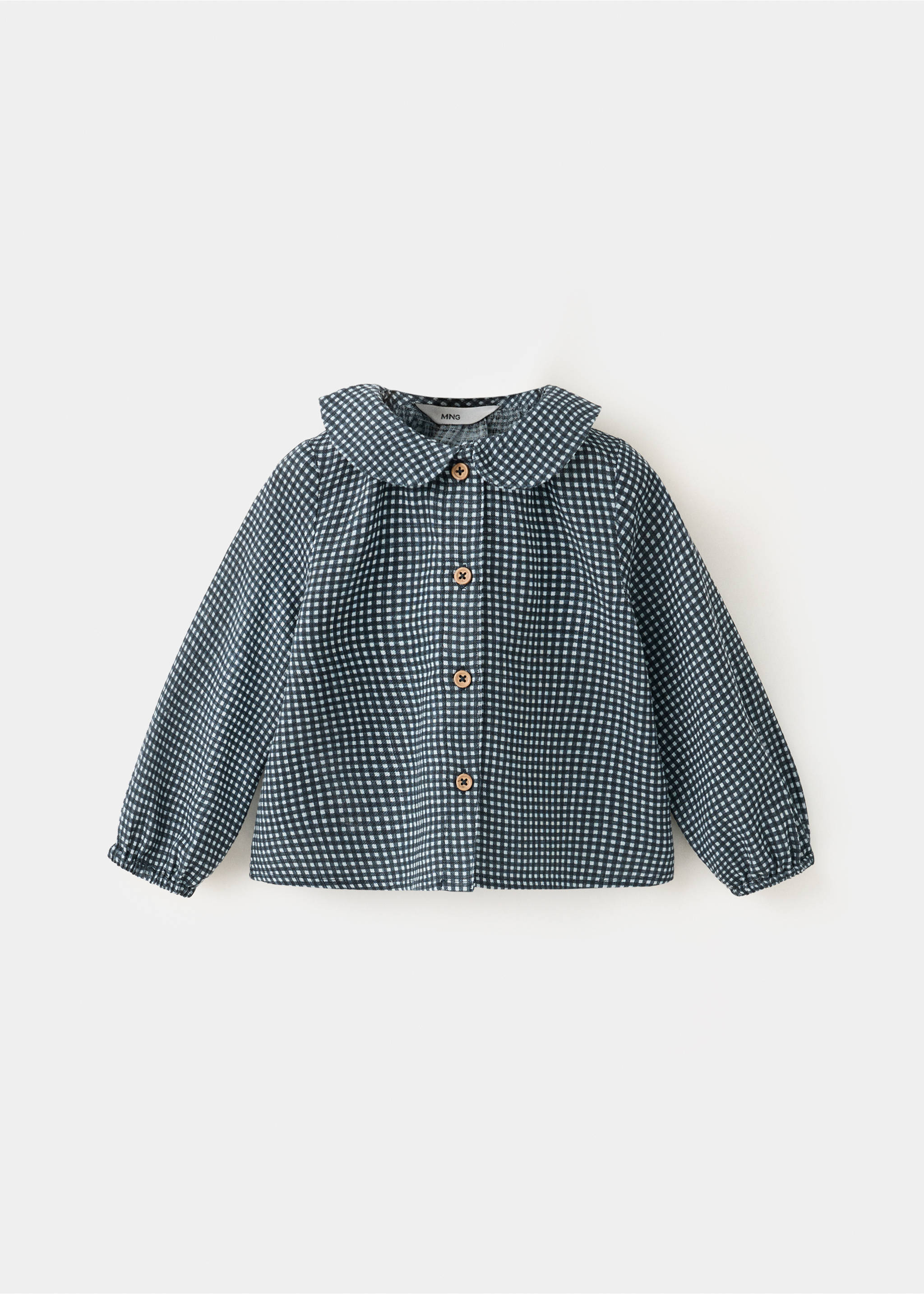 Check cotton shirt - Article without model, Petrol Blue. Ref: 37096340-00.