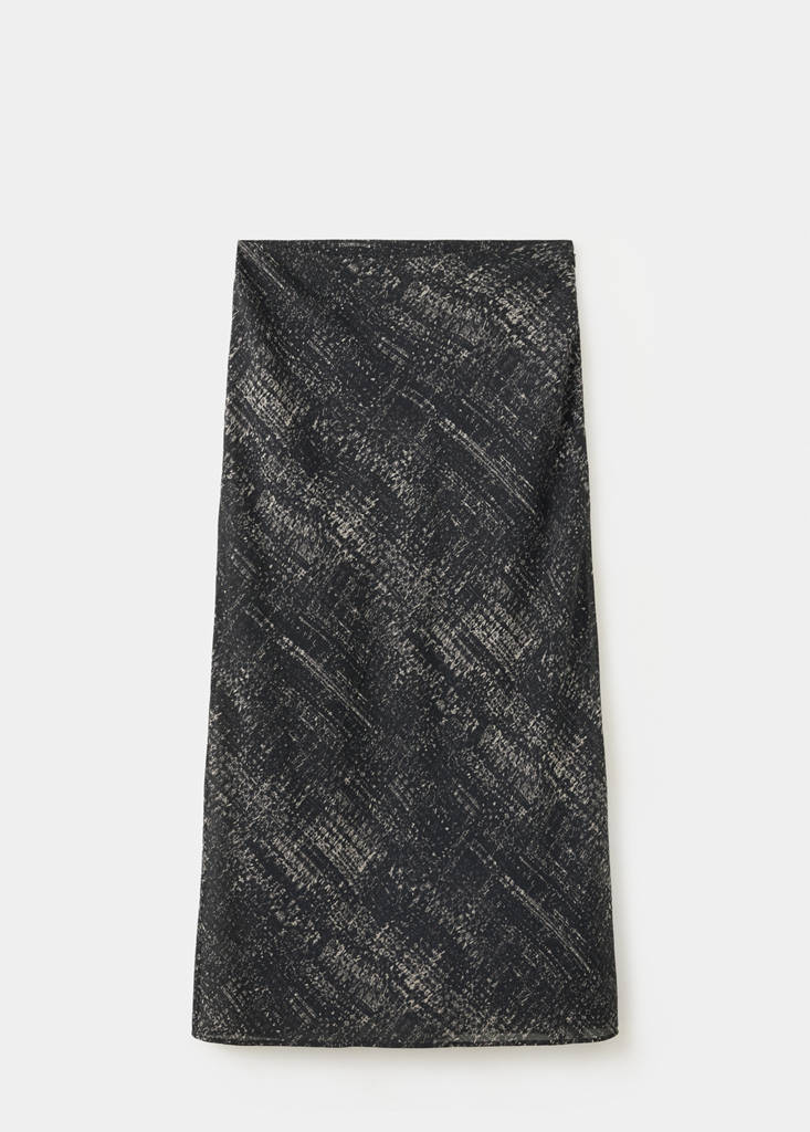 Long skirt with metallic print — Black
