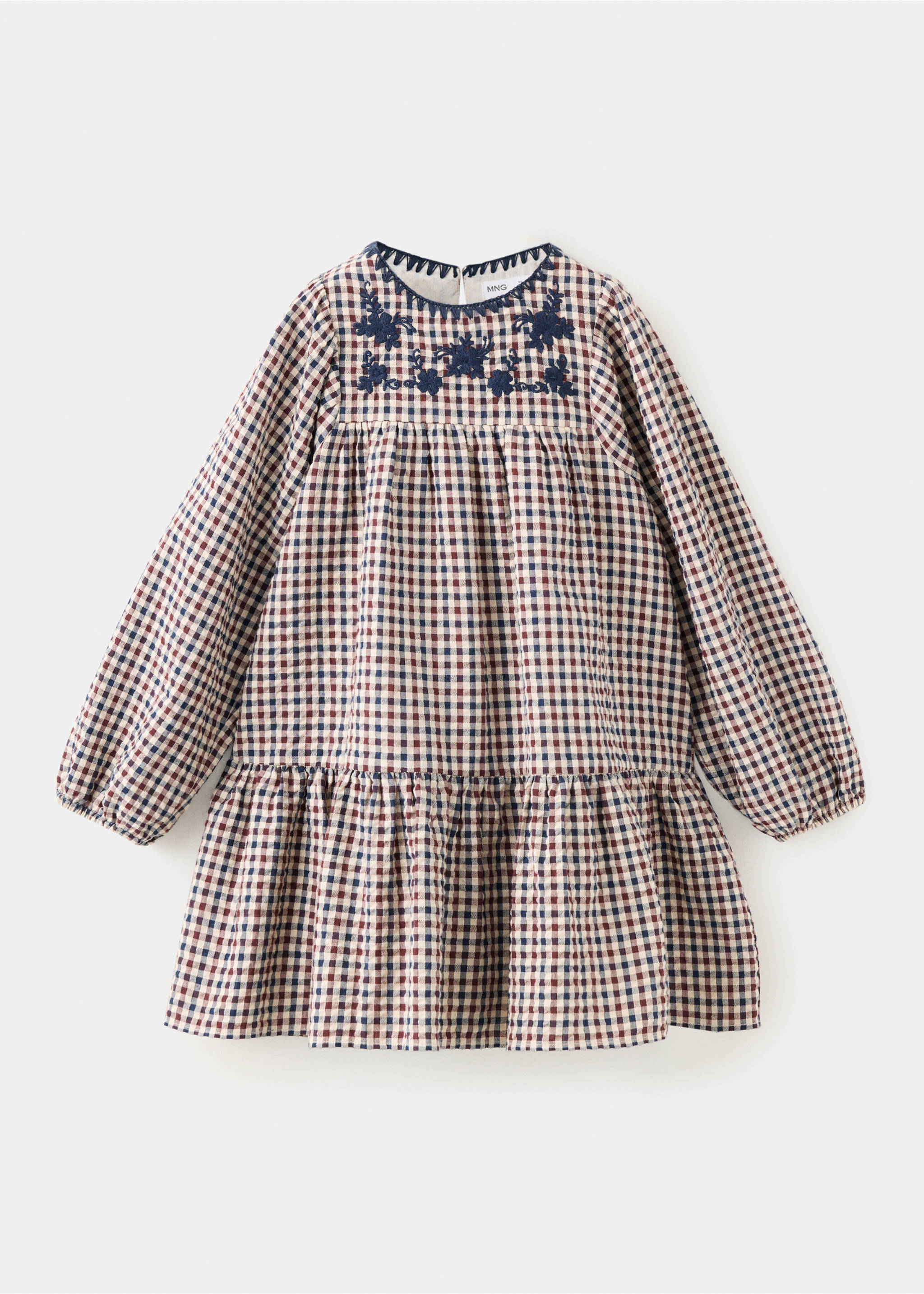 Printed gingham cotton dress - Article without model, Navy. Ref: 37096344-00.