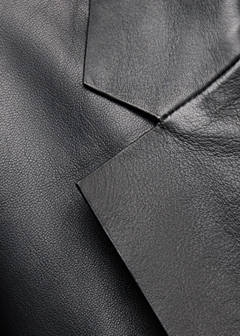 Leather coat with lapels — Black 7