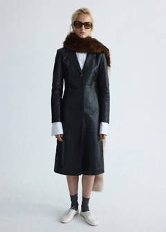 Leather coat with lapels — Black 10