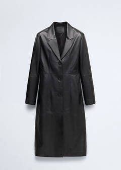 Leather coat with lapels — Black 6