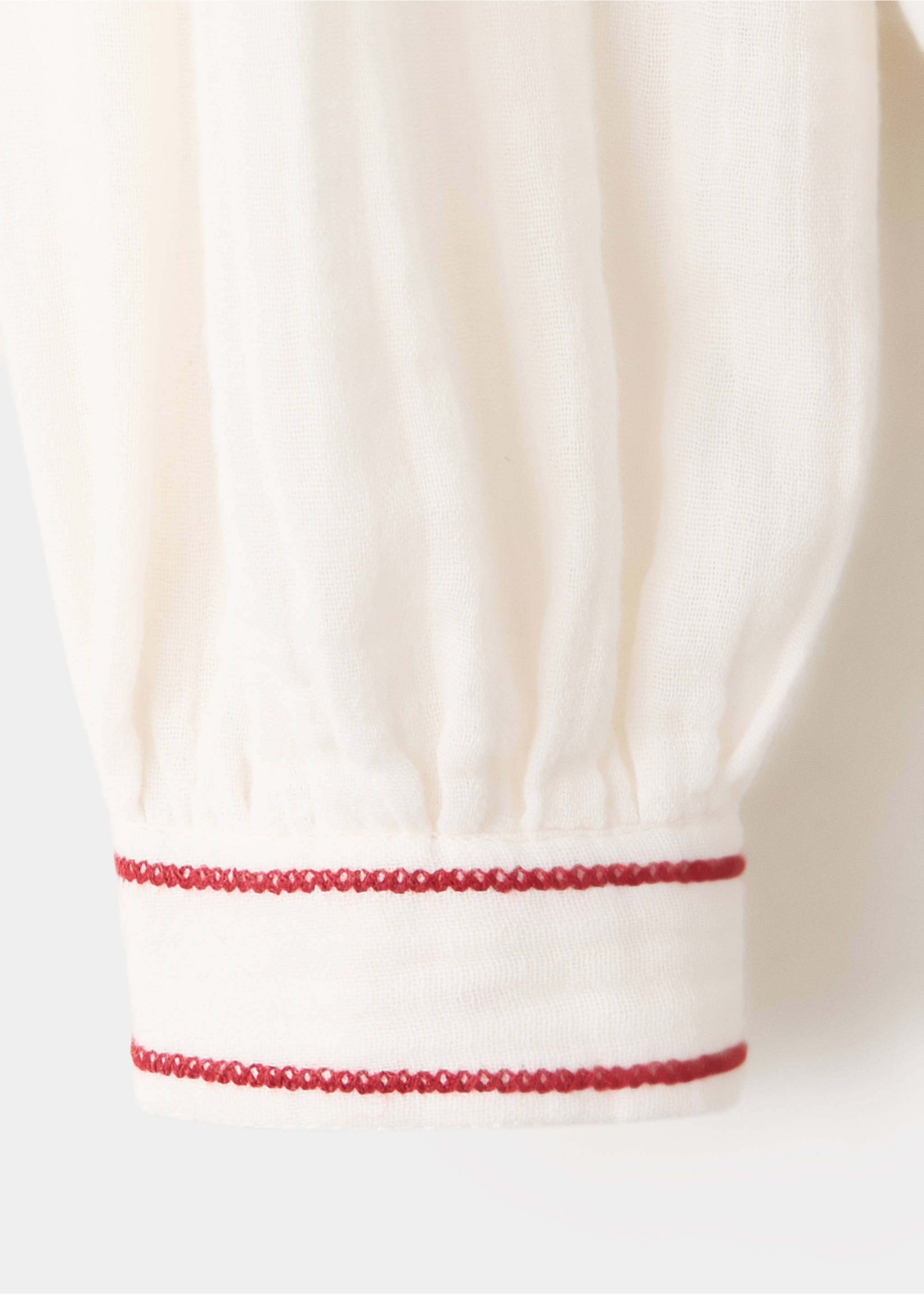Cotton shirt with embroidered details - Details of the article 0, Ecru. Ref: 37096348-00.