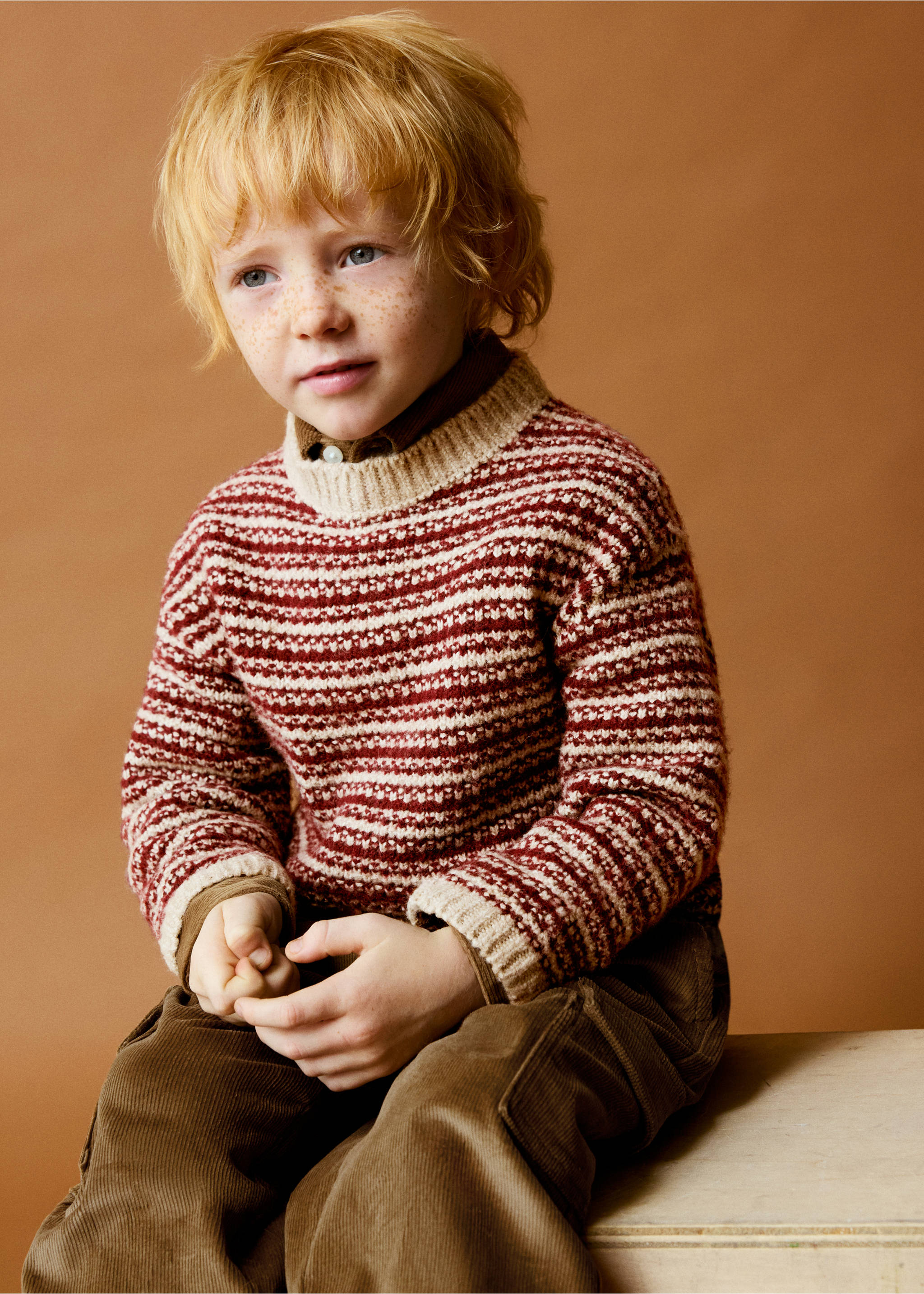 Two-tone oversized knit sweater - General plane, Burgundy. Ref: 37096349-00.