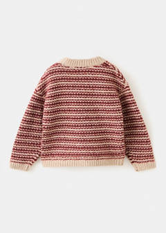Two-tone oversized knit sweater — Burgundy 4