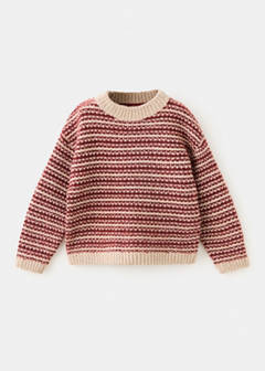 Two-tone oversized knit sweater — Burgundy 2