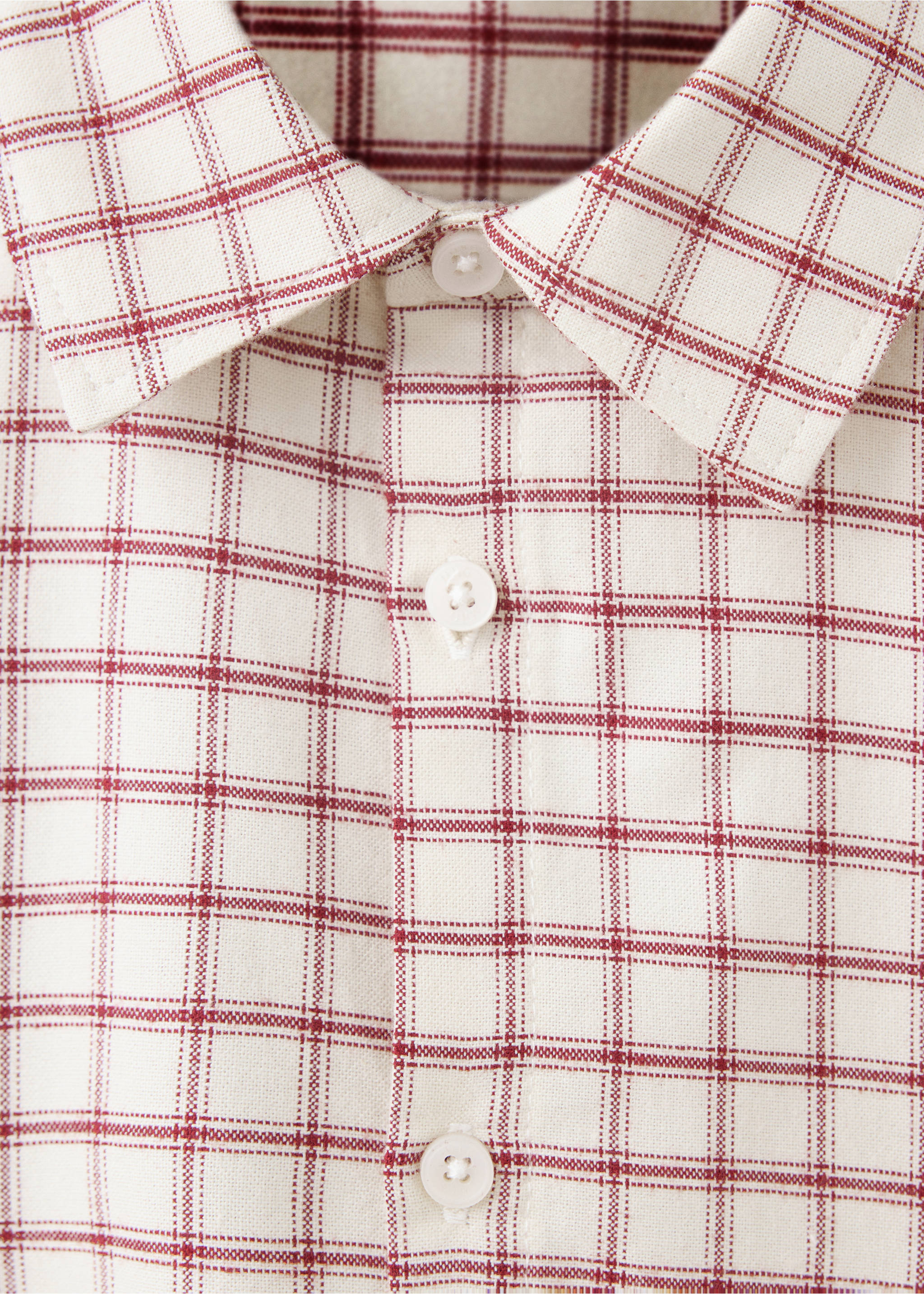 Check cotton shirt - Details of the article 8, Ecru. Ref: 37096350-00.