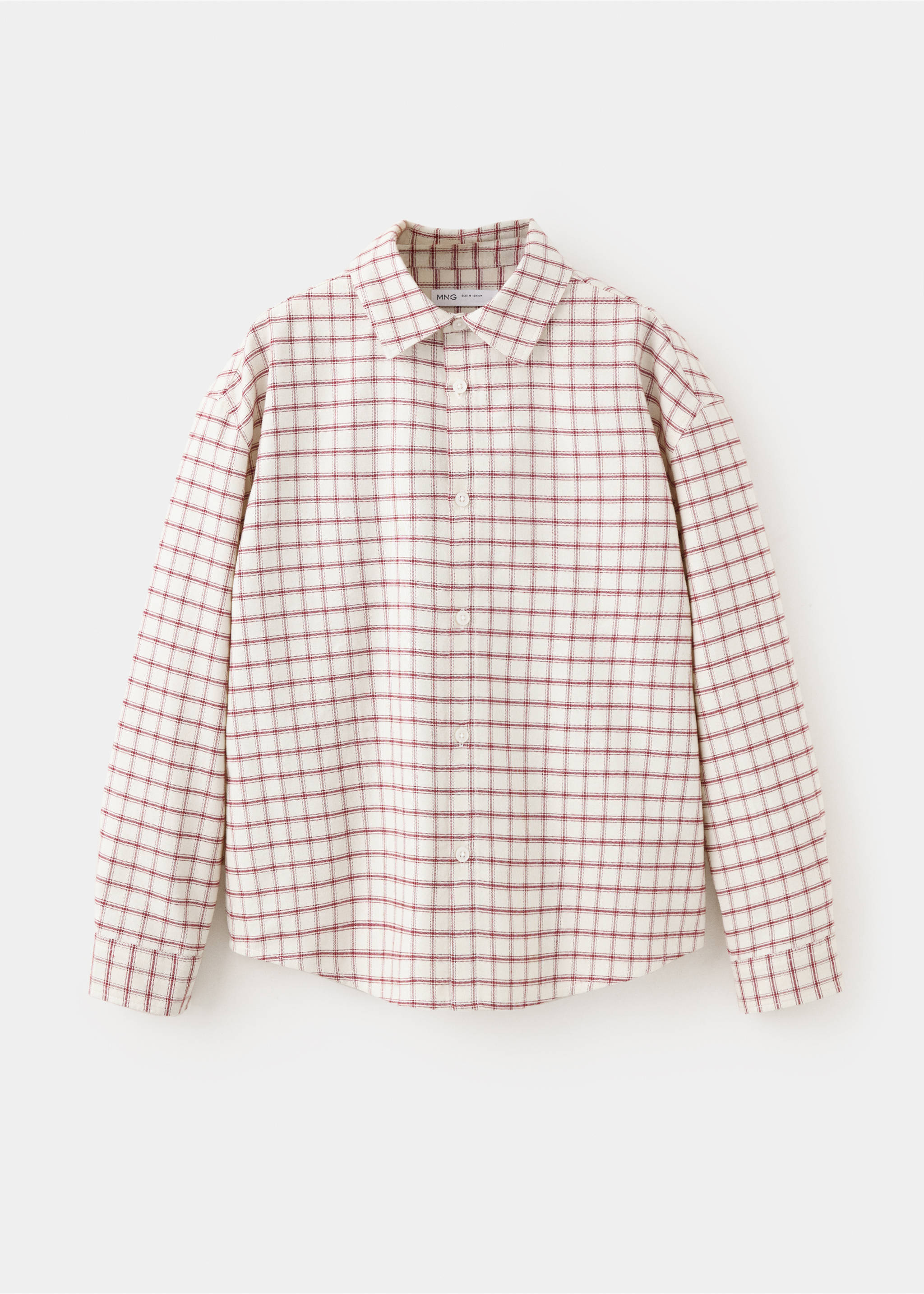 Check cotton shirt - Article without model, Ecru. Ref: 37096350-00.