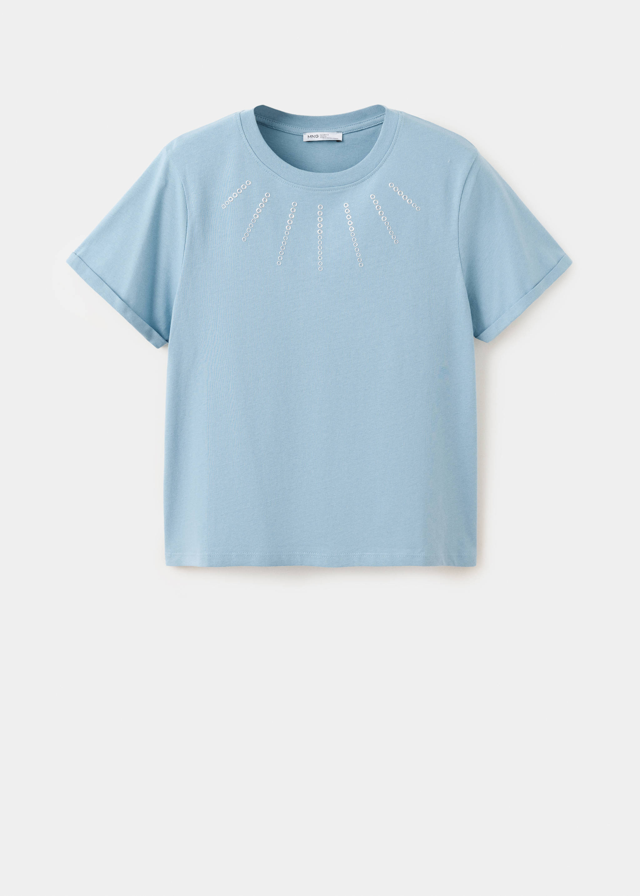 Cotton T-shirt with rhinestone detail - Article without model