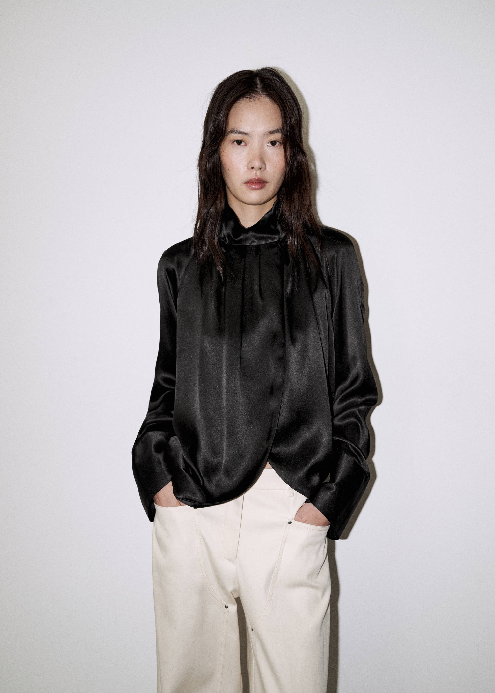 100% silk blouse with slit - Medium plane