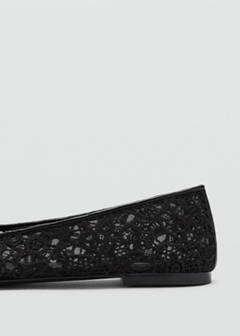Lace ballerina with faux-leather toe cap — Black 3