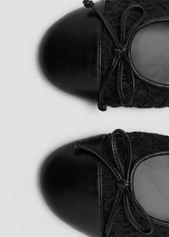Lace ballerina with faux-leather toe cap — Black 4