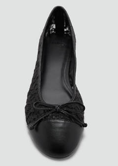 Lace ballerina with faux-leather toe cap — Black 5