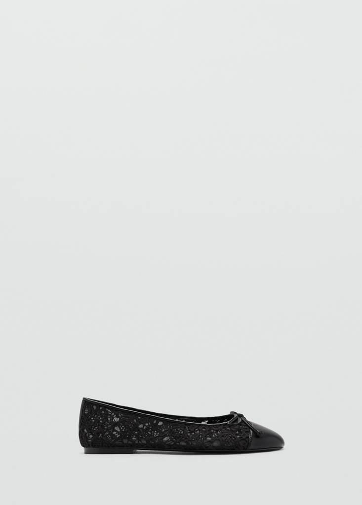 Lace Ballerina With Faux-Leather Toe Cap