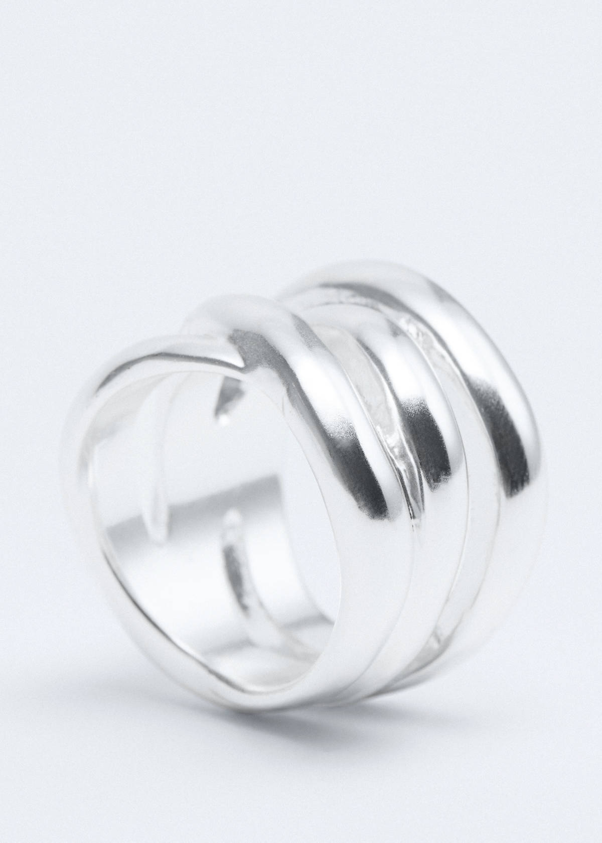 Pack of 3 irregularly shaped rings — Silver