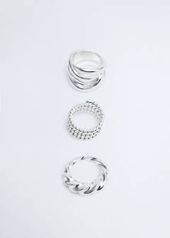 Pack of 3 irregularly shaped rings — Silver 2