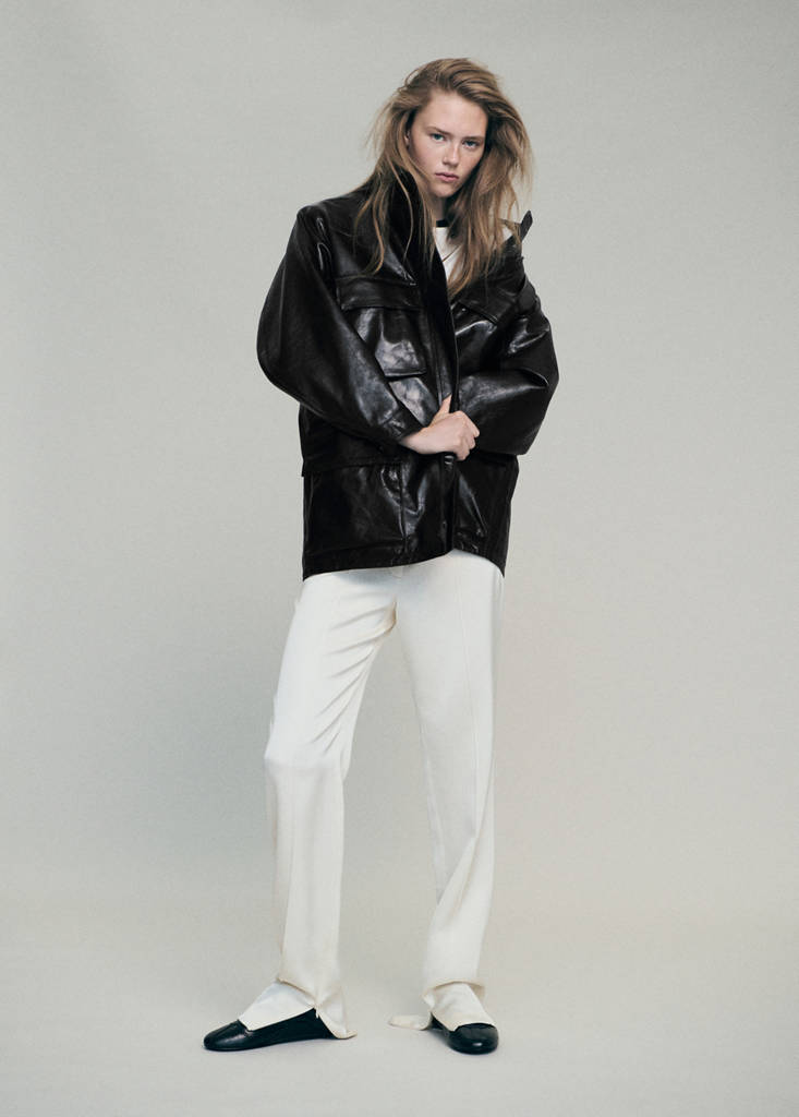 Oversized faux-fur parka with pockets