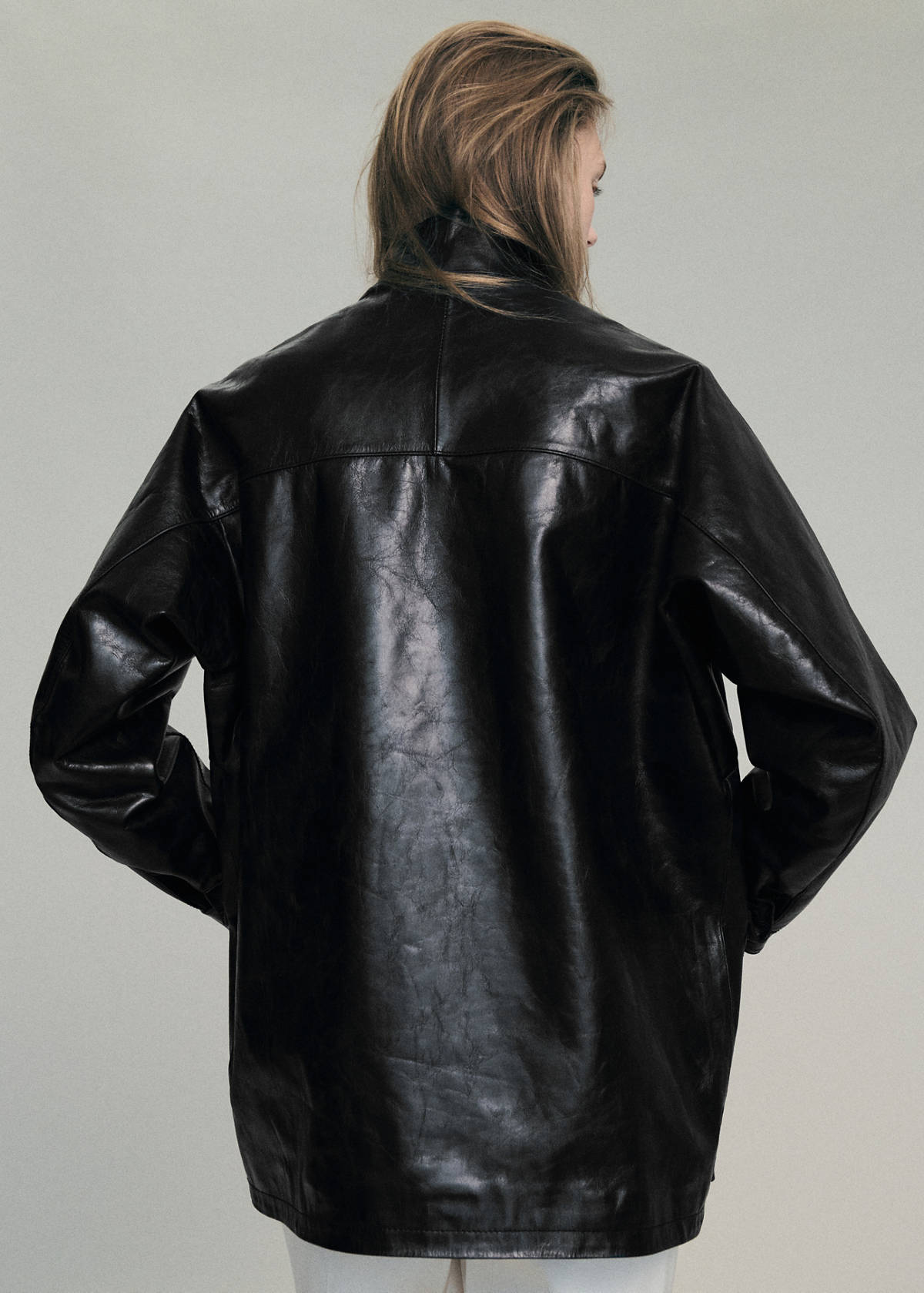 Oversized faux-fur parka with pockets — Black