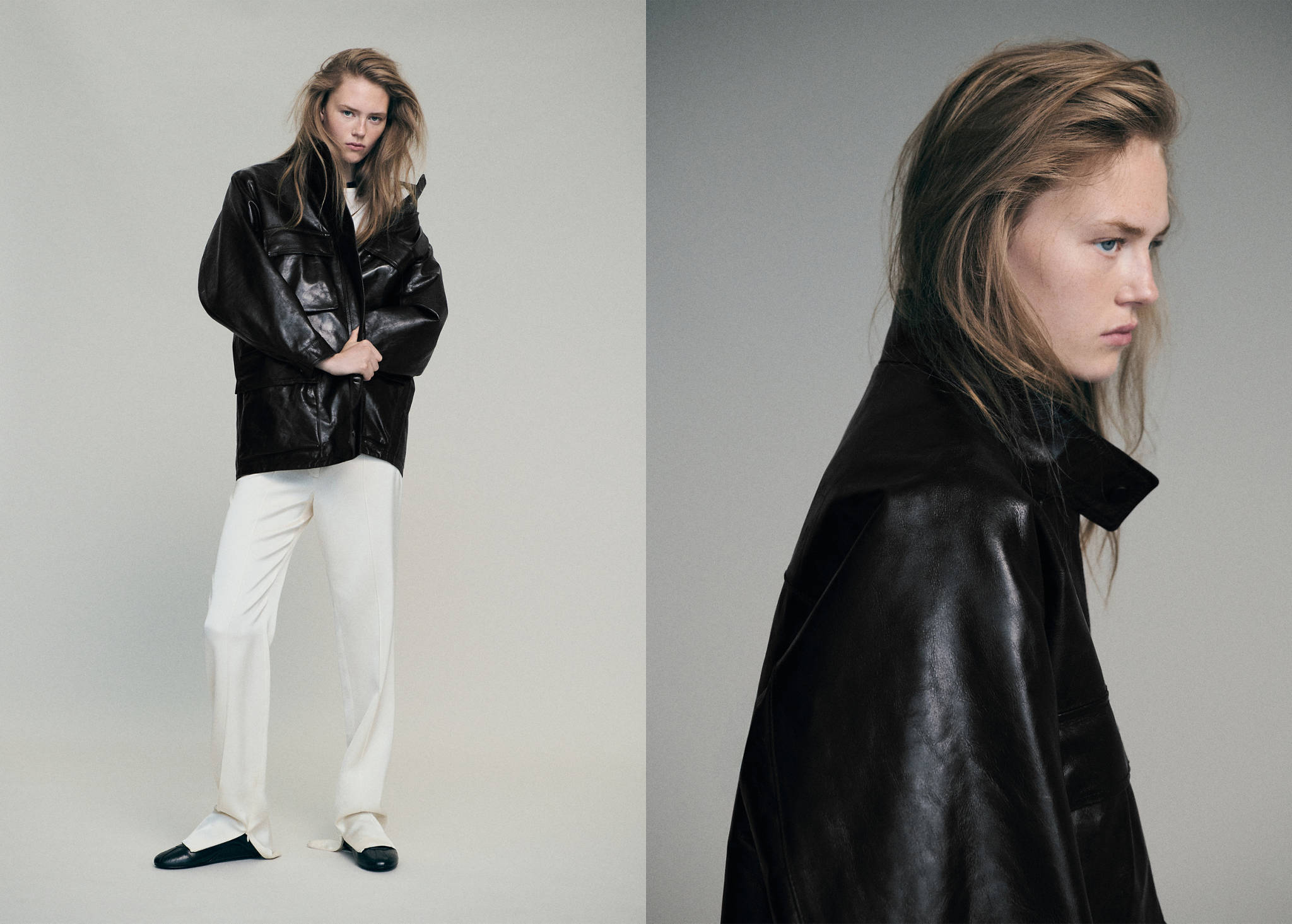 Oversized faux-fur parka with pockets - Panoramic plane