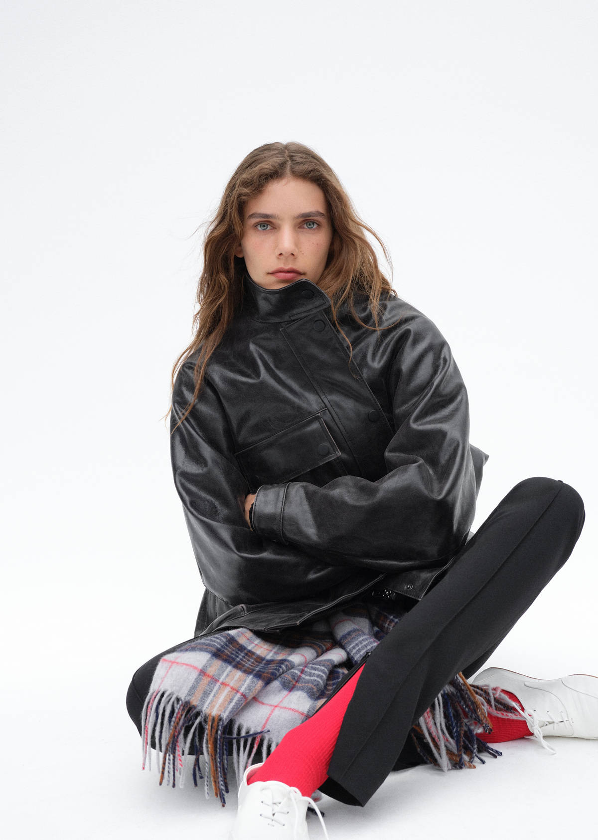 Oversized faux-fur parka with pockets — Black