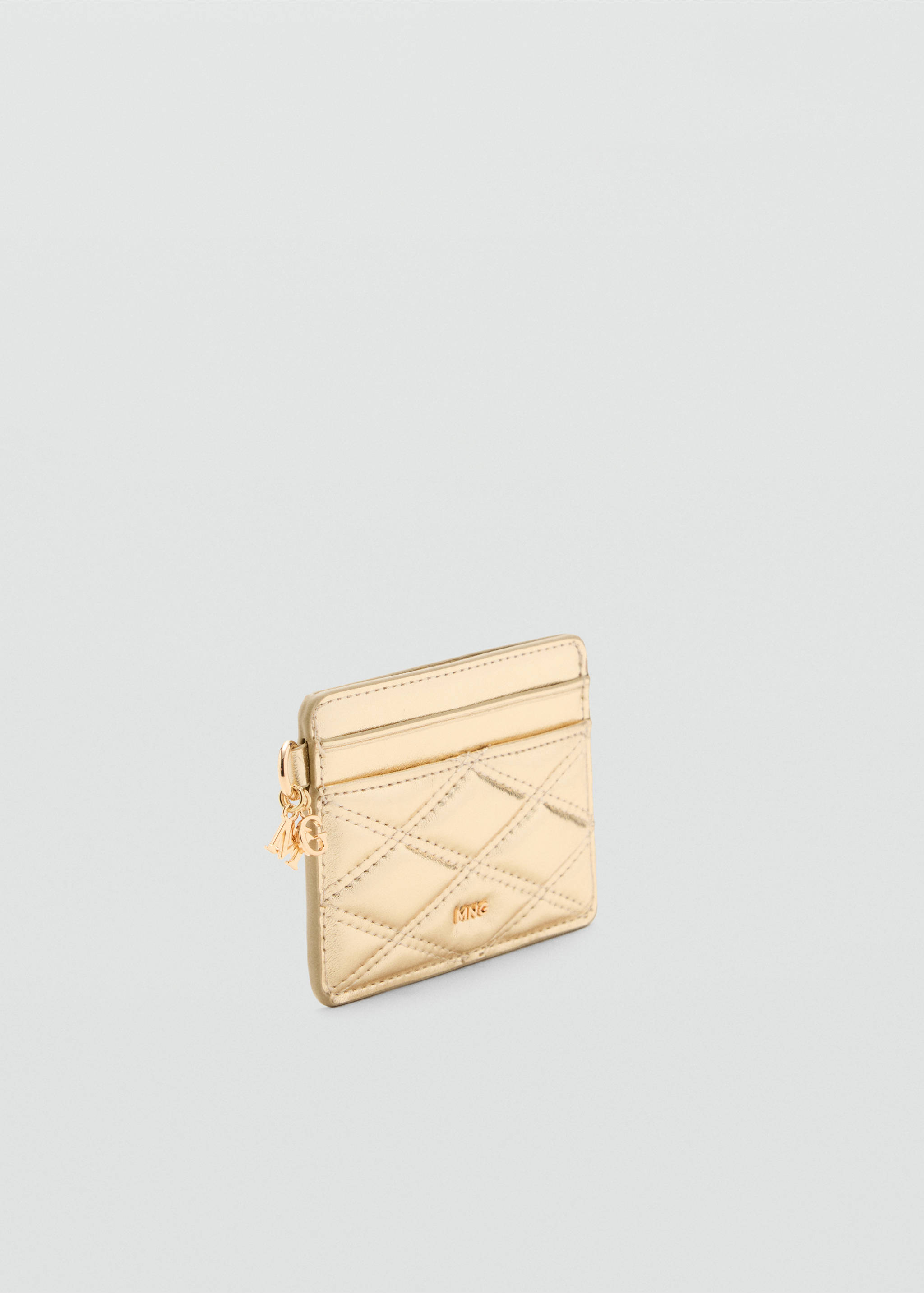Padded card holder with metal charm - Medium plane, Gold. Ref: 37096364-00.