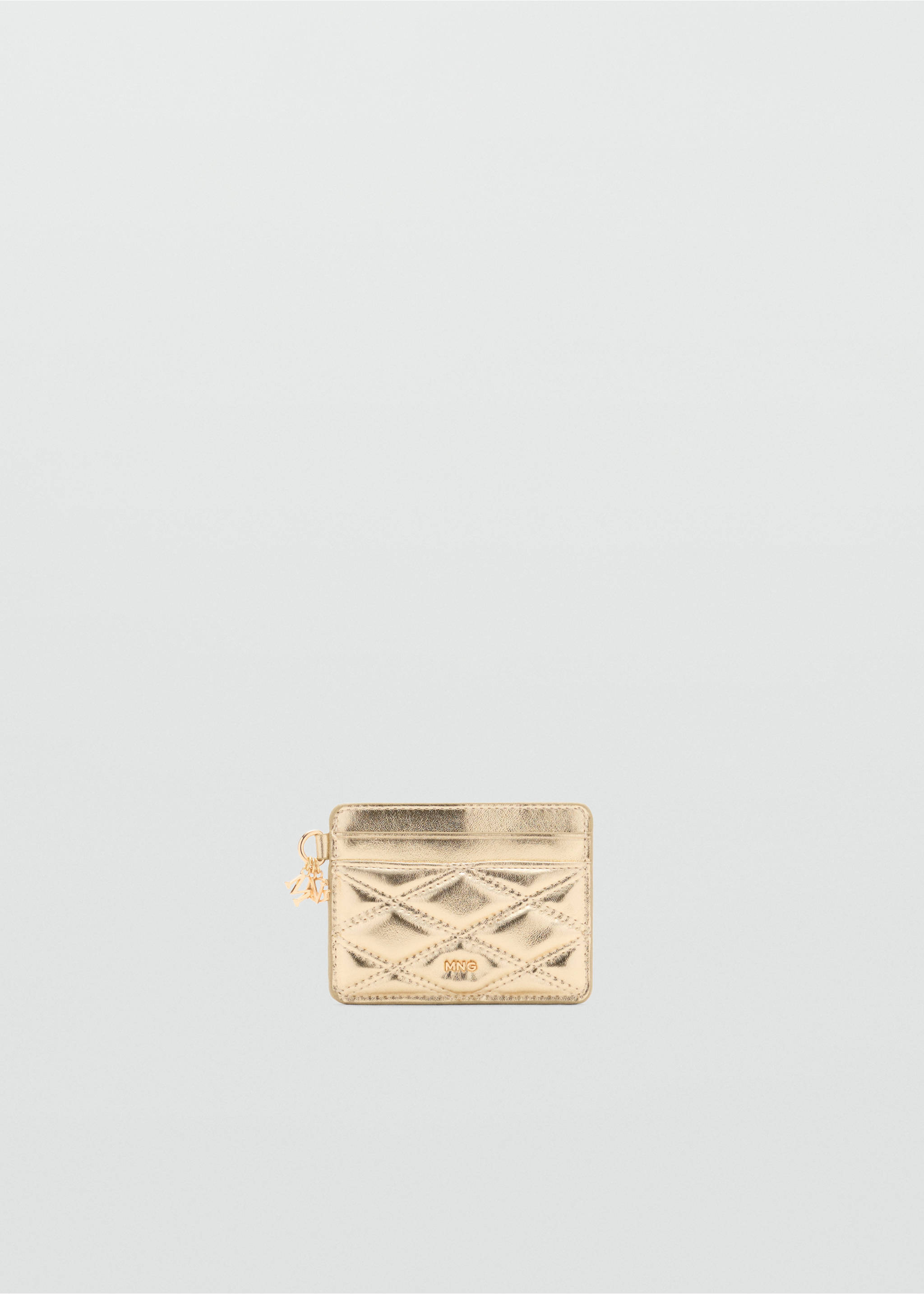 Padded card holder with metal charm - Article without model, Gold. Ref: 37096364-00.