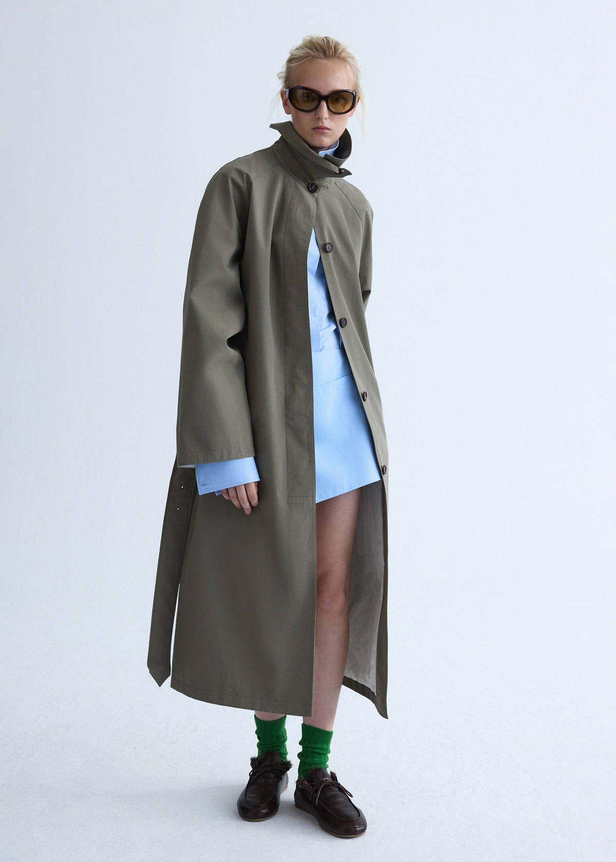 Poplin skirt with asymmetrical hem — Sky Blue