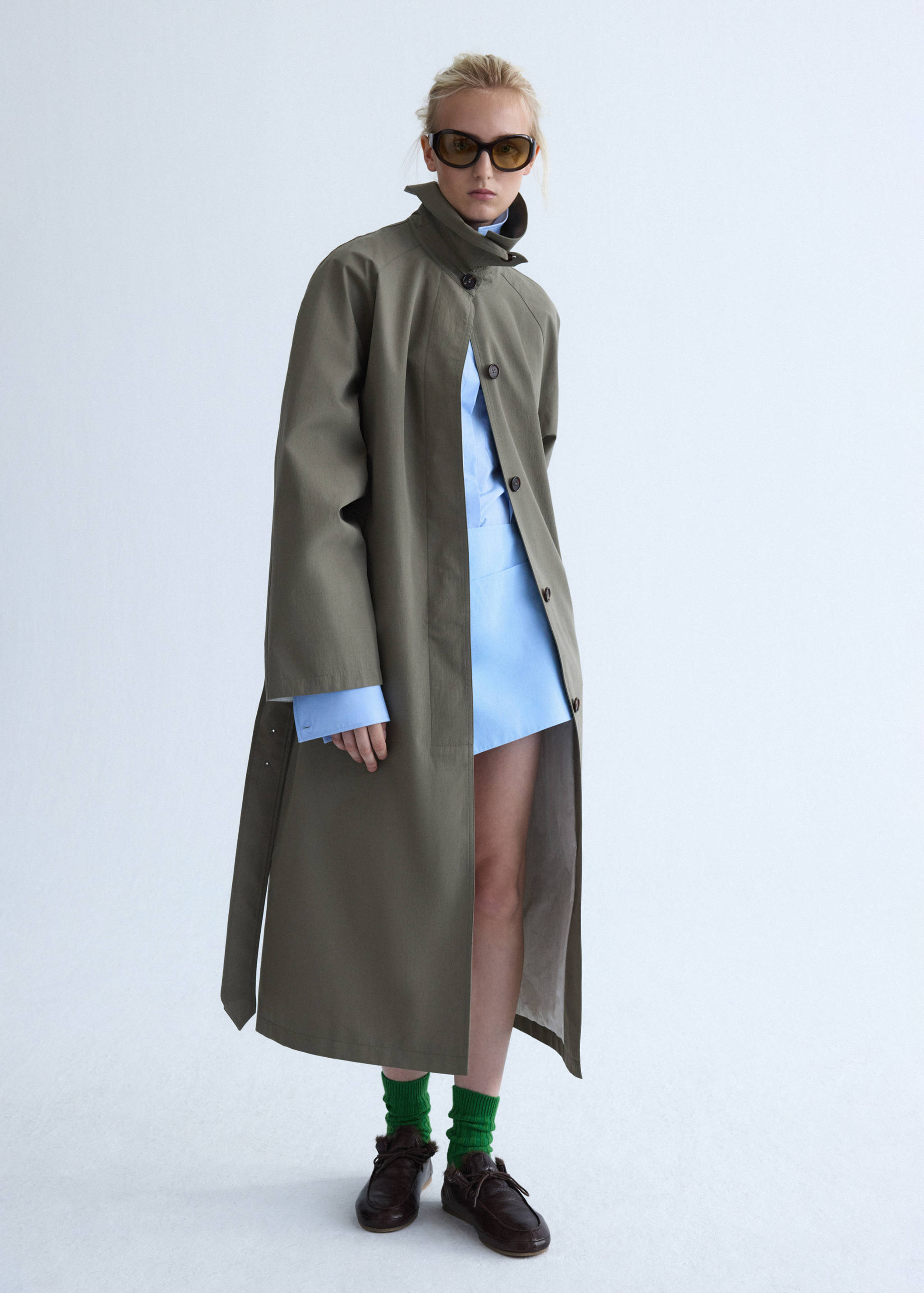 Poplin skirt with an asymmetric hem - General plane