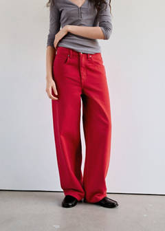 Straight cotton jeans — Red 1
