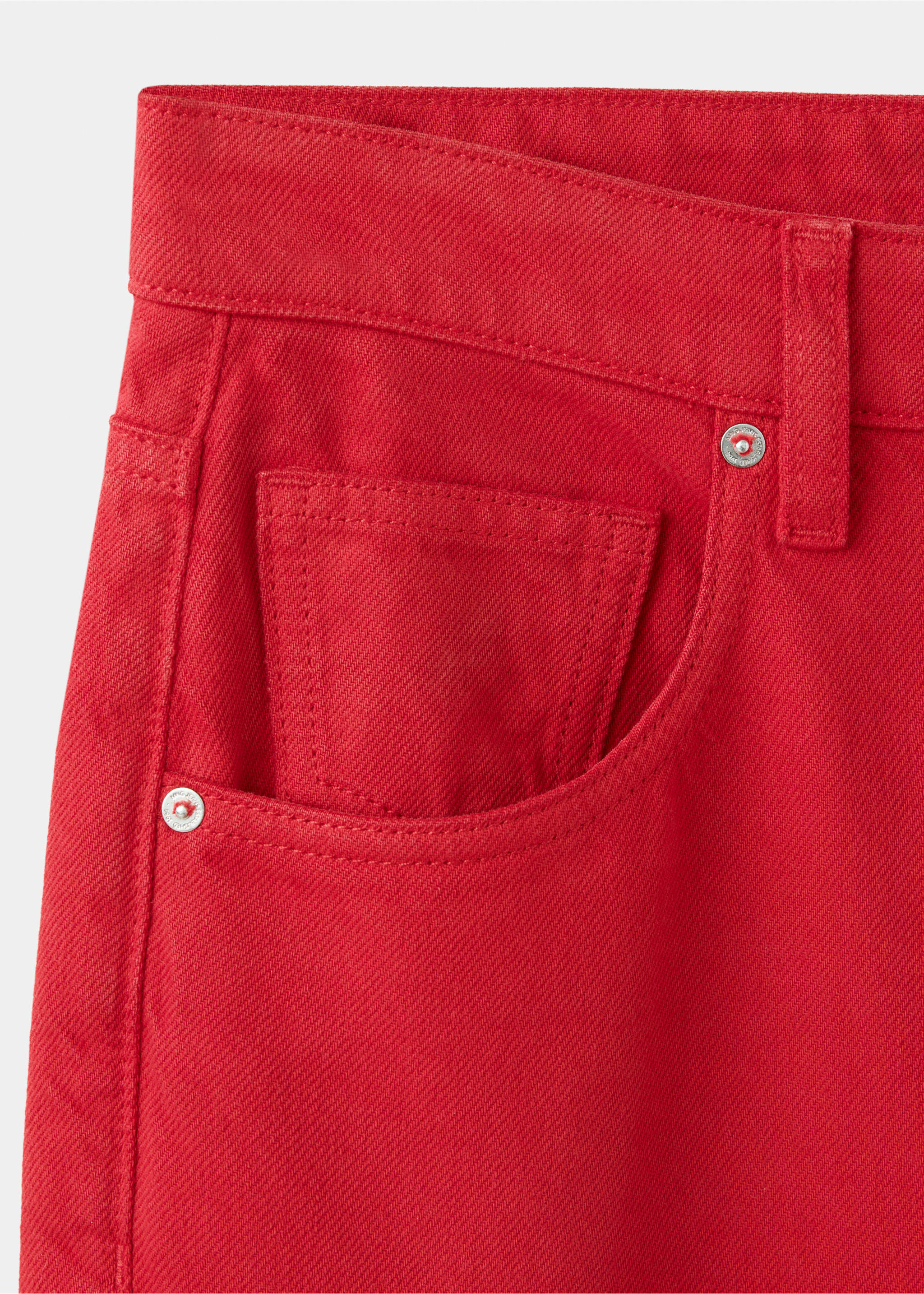 Straight cotton jeans - Details of the article 0, Red. Ref: 37096367-00.